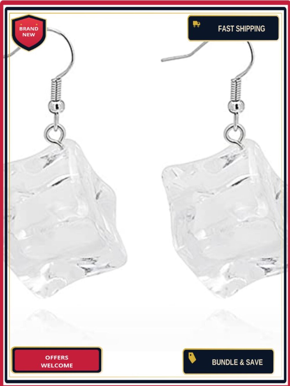 Bohemian Irregular Geometric Transparent Ice Cube Drop Dangle Earrings